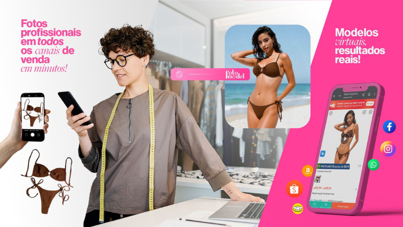 Com os recursos da FotoModel, é possível gerar imagens altamente compartilháveis, explorando o potencial dos modelos virtuais no universo digital.